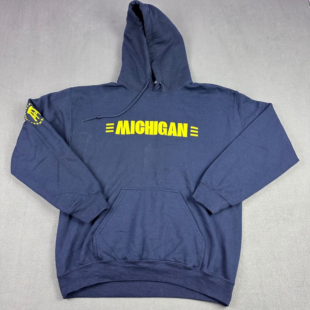 Barstool Sports Michigan Hoodie Navy Blue Mens Medium Whos Got It Better Than Us